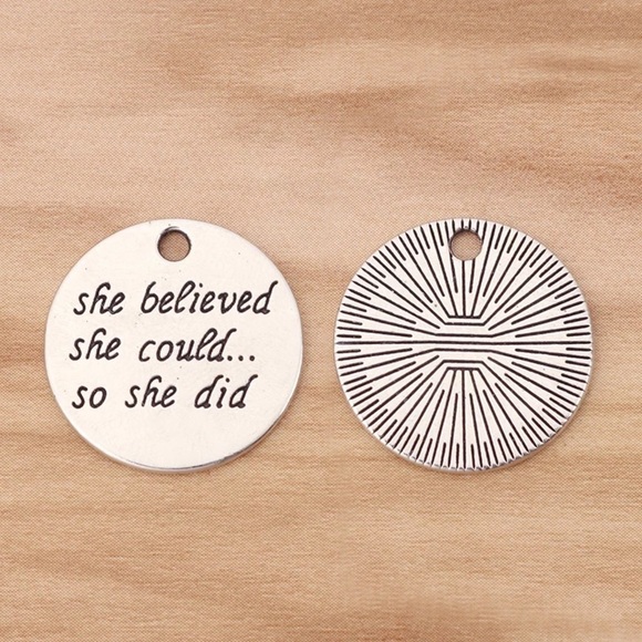 Silver Charm - She Believed She Could so She Did - for necklace or bracelet - Picture 2 of 4